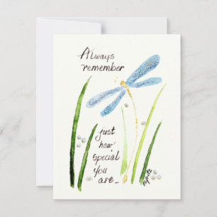 Carte De Correspondance Dragonfly vintage Watercolor Toujours se souvenir 