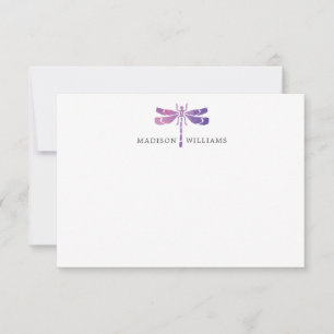Carte De Correspondance Dragonfly Violet Aquarelle Personnalisé