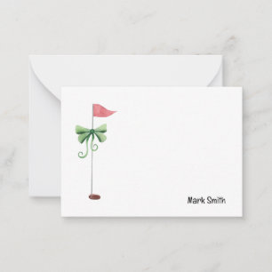Carte De Correspondance Drapeau de golf avec ruban rouge avec nom