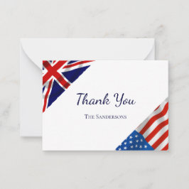 Carte De Correspondance Drapeaux américains britanniques Mariage Merci