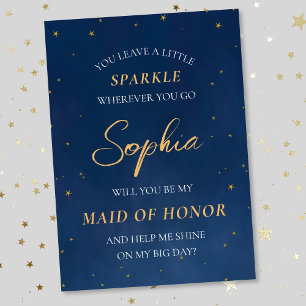 Carte De Correspondance Dreamy Stars Céleste Marine Maid of Honor Proposit