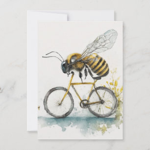 Carte De Correspondance Drôle abeille à vélo en train de dessiner l'aquare