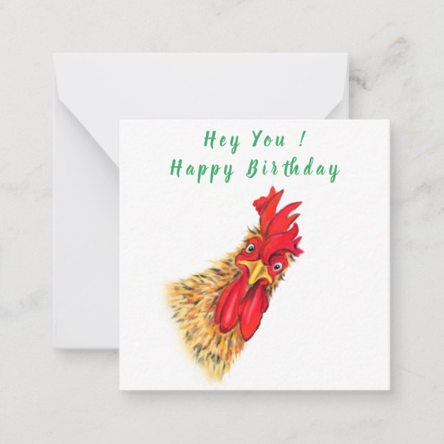 Carte De Correspondance Drôle surpris Curieux Rooster - Joyeux Anniversair (Devant)