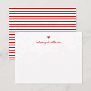 Carte De Correspondance Écriture Élégante Personnalisée Cœur Rouge