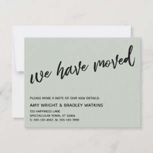 Carte De Correspondance Écriture manuscrite décontractée Nous Avons Déplac