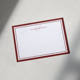 Carte De Correspondance Écriture Monogramme Deux Bordures Élégant Minimali