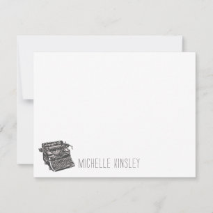 Carte De Correspondance Écrivain clavier de machine Retro Grey Vintage