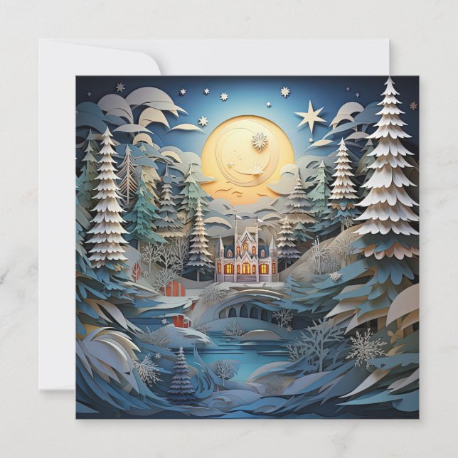 Carte De Correspondance Effet 3D Arrière - plan de Noël Abstrait (Devant)