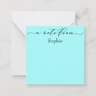 Carte De Correspondance Élégant "A Note From" dans Simple Aqua