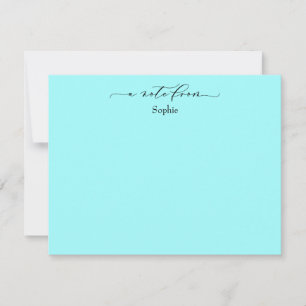 Carte De Correspondance Elégant "A Note From", Simple en Aqua
