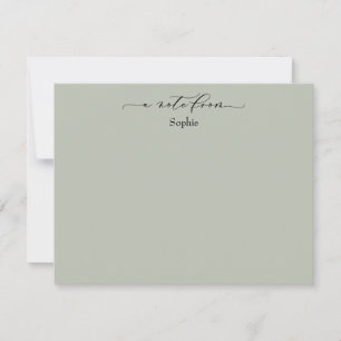 Carte De Correspondance Élégant "A Note From", Simple en Sage Green