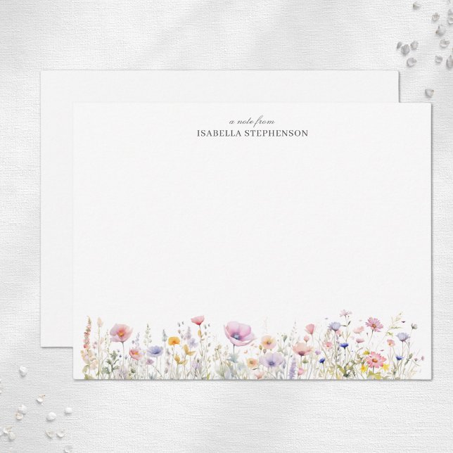 Carte De Correspondance Elégant aquarelle Fleur sauvage Floral (Créateur téléchargé)