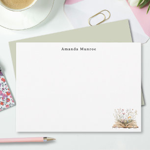 Carte De Correspondance Elégant aquarelle Floral Livres Personnalisés
