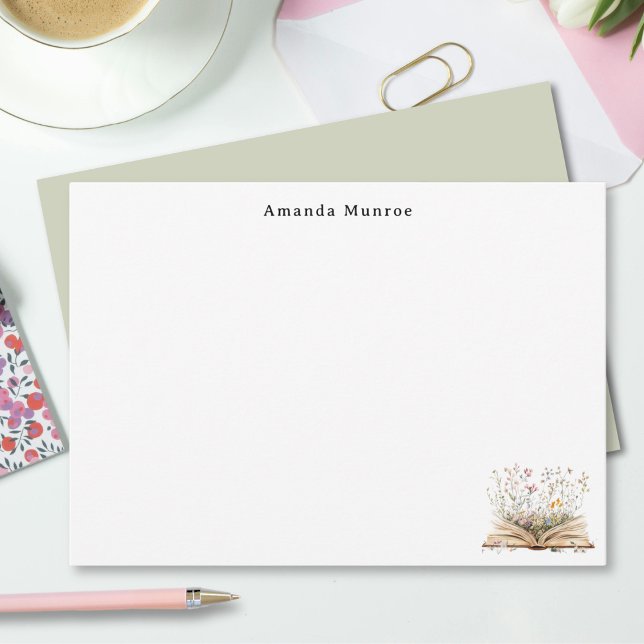 Carte De Correspondance Elégant aquarelle Floral Livres Personnalisés (Créateur téléchargé)