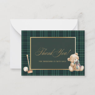 Carte De Correspondance Elégant Aquarelle Vintage Plaid peler ours preppy