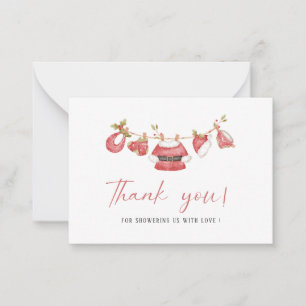 Carte De Correspondance Élégant aquarellePetit bébé santa  Baby shower