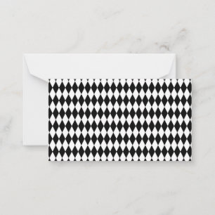 Carte De Correspondance Elégant Arlequin Blanc Noir Rhombus géométriques
