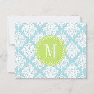 Carte De Correspondance Elégant bébé bleu Damas Personnalisé