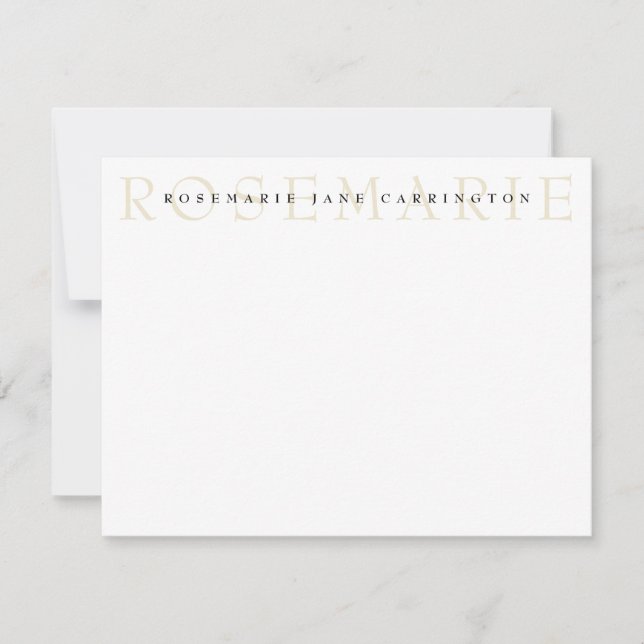 Carte De Correspondance Élégant Beige Personnelle Moderne (Devant)