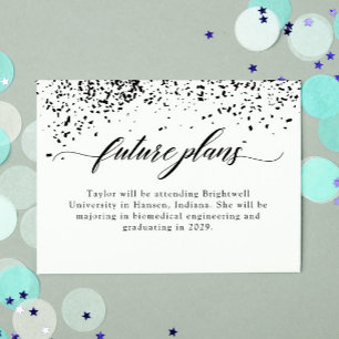 Carte De Correspondance Elegant Black Confetti Graduation Future Plans