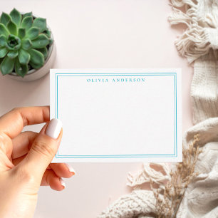 Carte De Correspondance Élégant bleu Deux bordures minimaliste Nom Monogra