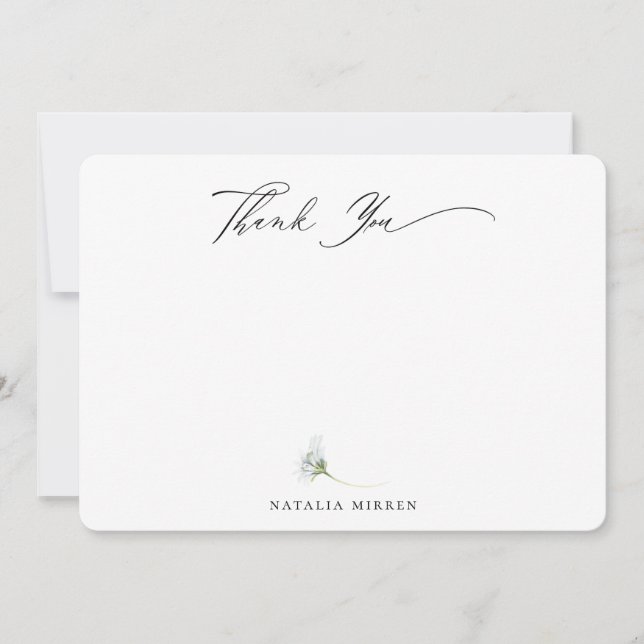 Carte De Correspondance Elégant bleu Dusty Merci botanique (Devant)