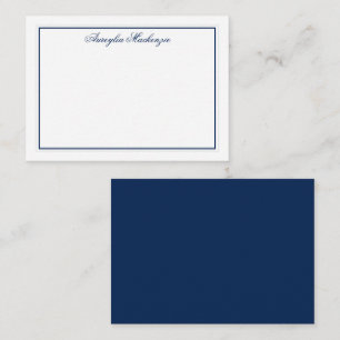 Carte De Correspondance Elégant bleu marine et blanc Personnalisé
