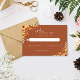 Carte De Correspondance Elegant boho Floral Hand-Drawn  Wedding RSVP