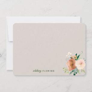 Carte De Correspondance Elégant Boho Neutre Aquarelle Floral Personnel Non
