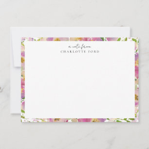 Carte De Correspondance Elégant cadre botanique Pastel Blush rose floral
