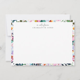 Carte De Correspondance Elégant cadre botanique rose blanc rose