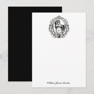 Carte De Correspondance Élégant Cheval Vintage de luxe Monogramme équestre