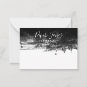 Carte De Correspondance Elégant Chic Black Abstrait Photographe Signature