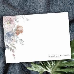 Carte De Correspondance Elégant Chic Blush Aquarelle Floral Mariage