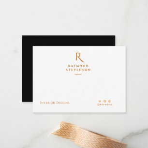 Carte De Correspondance Élégant Chic Professional Gold Monogramme