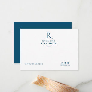 Carte De Correspondance Elegant Chic Professional Navy bleu monogrammed