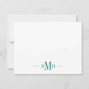 Carte De Correspondance Élégant Chic Turquoise Monogramme vert 3 Initiales