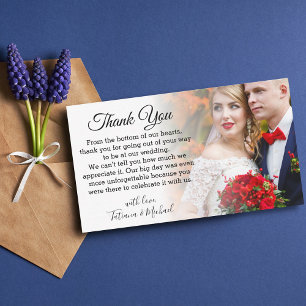 Carte De Correspondance élégant classique merci mariage jour photo défraîc