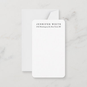 Carte De Correspondance Élégant classique noir blanc minimaliste