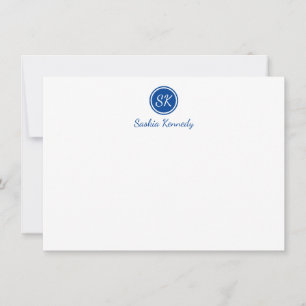 Carte De Correspondance Élégant Cobalt Blue Script Monogramme professionne