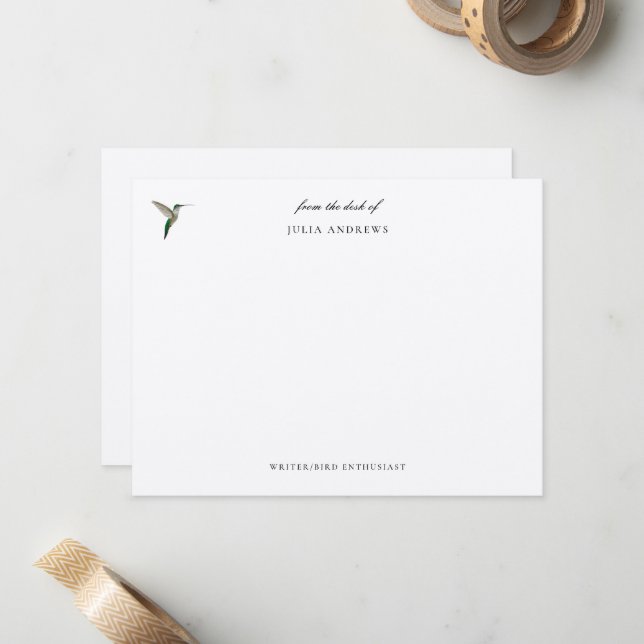 Carte De Correspondance Élégant colibri personnalisé (Devant/Arrière en situation)