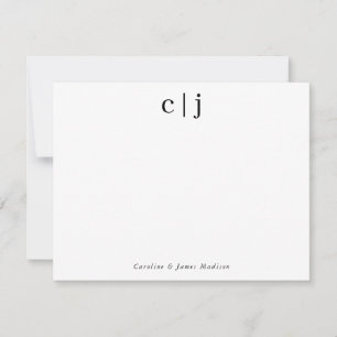 Carte De Correspondance Élégant Deux Monogrammes Initiale Couple Papeterie