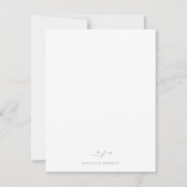 Carte De Correspondance Élégant Dusty Blue Botanical Branch (Devant)