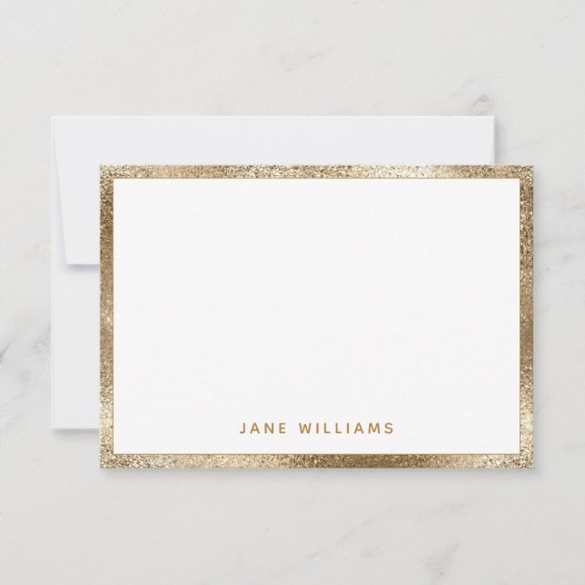 Carte De Correspondance Elégant Faux Gold Shimmer Bordure Personnalisée No (Devant)