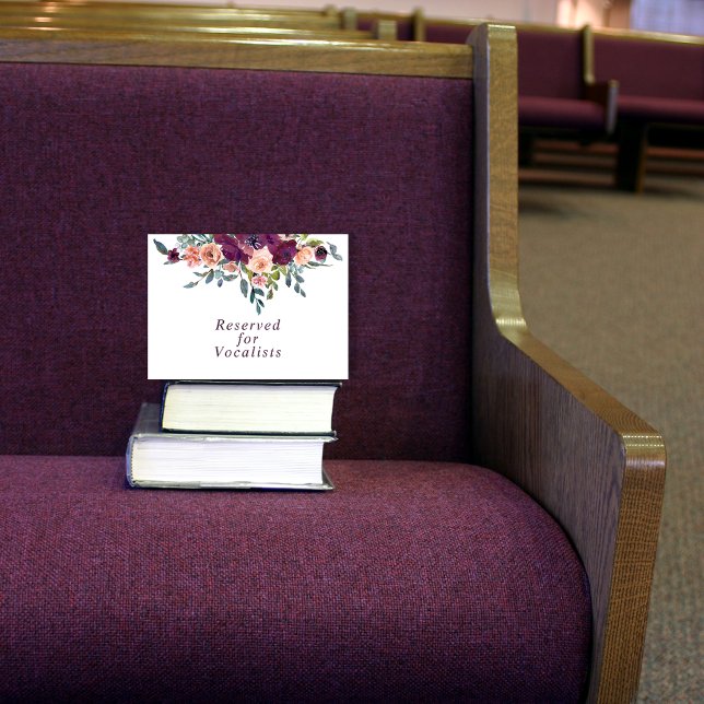 Carte De Correspondance Élégant floral | Panneau de réservation rose pourp (Créateur téléchargé)