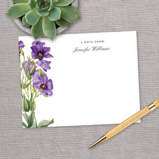 Carte De Correspondance Élégant floral vintage Texas Bluebell avec nom