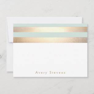 Carte De Correspondance Elégant Gold Stripes Bleu clair Personnalisé