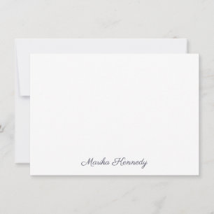 Carte De Correspondance Élégant Gris Ardoise Script Signature Diamant