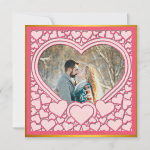 Carte De Correspondance Élégant Heureuse Sainte-Valentin de coeur rose élé