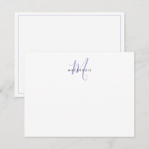 Carte De Correspondance Élégant Lavande Blanche moderne Monogramme de scri